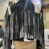 Buy Cowhide Black And White Fringe Leather Fur Jacket For Men And Women