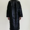 Buy Cowhide Black Leather Fur Trench Coat For Men And Women