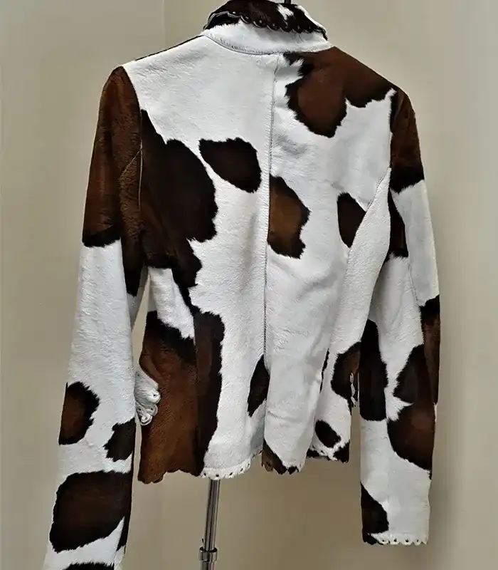 Buy Cowhide Brown And White Leather Fur Jacket For Men And Women