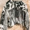 Buy Cowhide Fringe Black And White Fur Leather Jacket For Men And Women