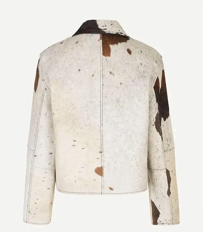 Alternative view of Cowhide Fur Leather Colorblock Jacket