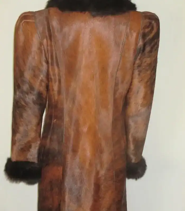 Buy Cowhide Unique Brown Leather Fur Leather Coat For Men And Women 1