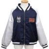 Buy Dandadan Souvenir Blue And White Satin Varsity Bomber Jacket
