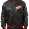 Buy Detroit Red Wings Black Bomber Leather Jacket For Men And Women
