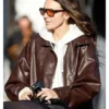 Buy Essex London Street Style Michelle Keegan Brown Oversized Leather Jacket On Sale