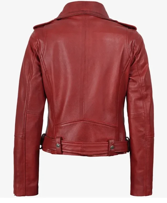 Alternative view of Fashion Margaret Red Leather Biker Jacket