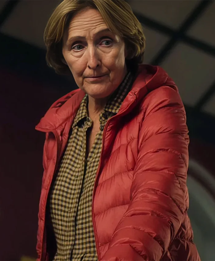 Buy Fiona Shaw Bad Sisters Season 02 Red Puffer Hooded Jacket For Unisex