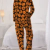 Buy Halloween Party Pumpkin Orange And Black Suit For Unisex