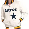 Buy Houston Astros The Captain Full Zip Varsity White Satin Jacket