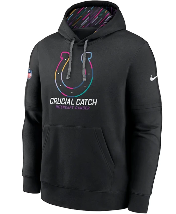 Buy Indianapolis Colts 2024 NFL Crucial Catch Club Black Pullover Hoodie For Unisex