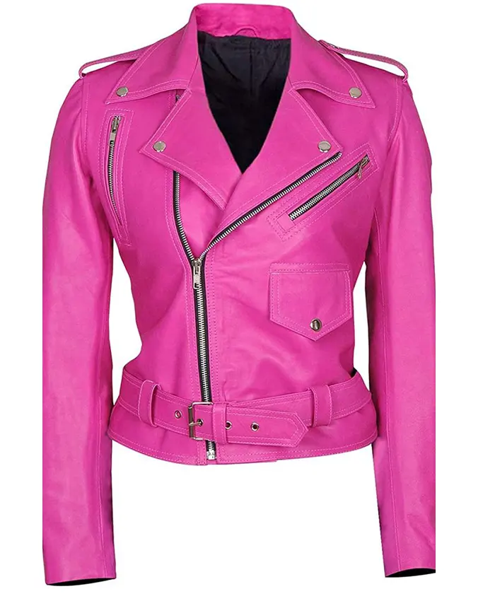 Jessica Alba Biker Leather Jacket - Image 4
