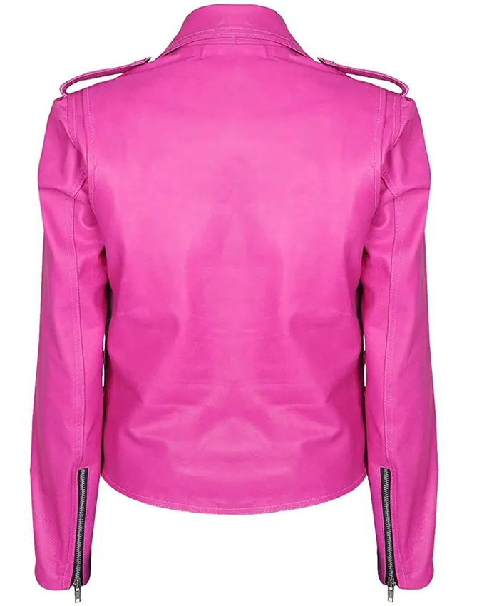 Jessica Alba Biker Leather Jacket - Image 6