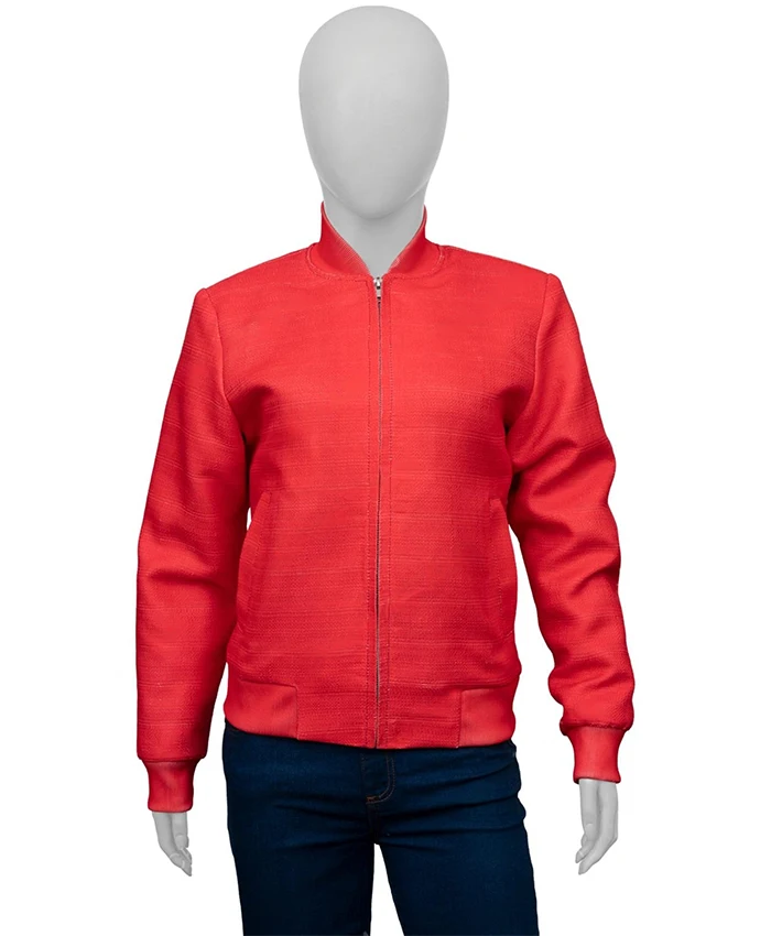 Buy Joanne TV Series Nobody Wants This 2024 Kristen Bell Red Tweed Bomber Jacket For Unisex