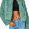 Buy Kaitlin Olson High Potential Season 01 Morgan Gillory Teal Fur Jacket For Unisex