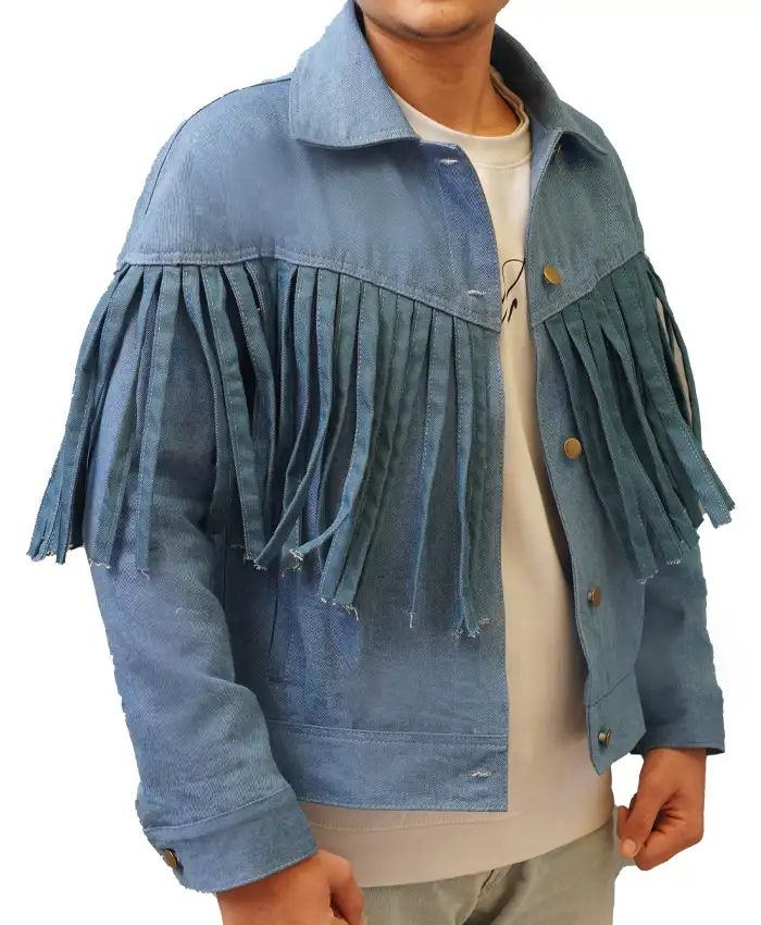 Buy Landman 2024 Michelle Randolph Fringe Denim Jacket