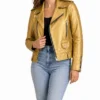 Buy Landman Ali Larter Gold Leather Jacket For Men and Women