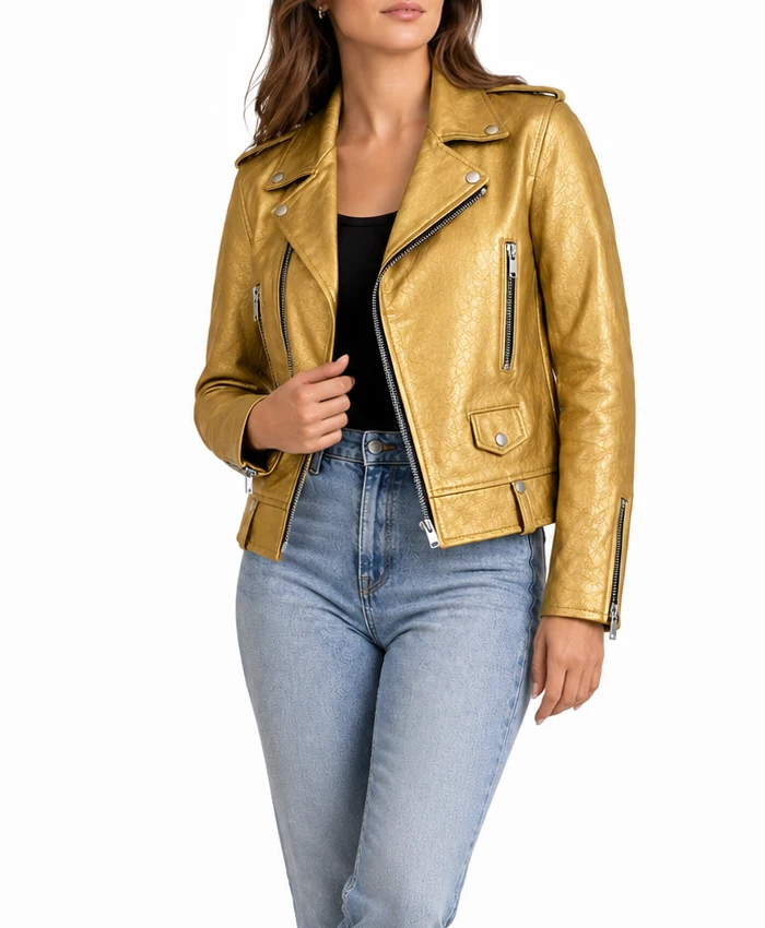 Buy Landman Ali Larter Gold Leather Jacket For Men and Women