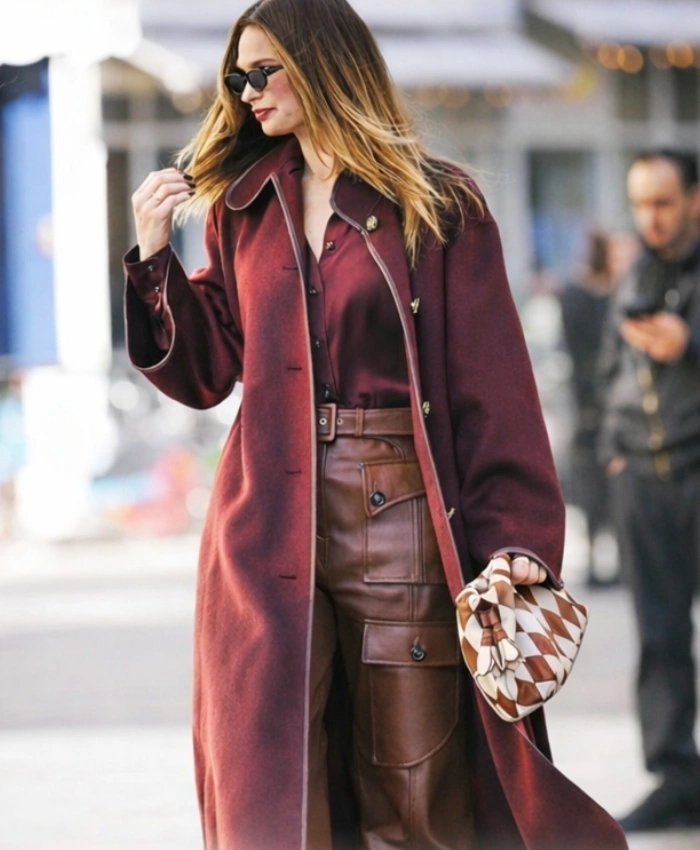 Buy Lily James Zimmermann 2026 Burgundy Wool Coat