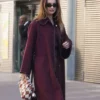Buy Lily James Zimmermann Fashion Show 2026 Burgundy Wool Coat