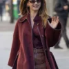 Buy Lily James Zimmermann Fashion Show 2026 Burgundy Wool Coat Sale