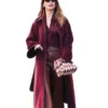 Buy Lily James Zimmermann Fashion Show Burgundy Wool Coat
