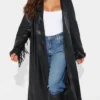 Buy Liv Morgan WWE Raw 2024 Gionna Daddio Black Leather Fringe Trench Coat For Unisex