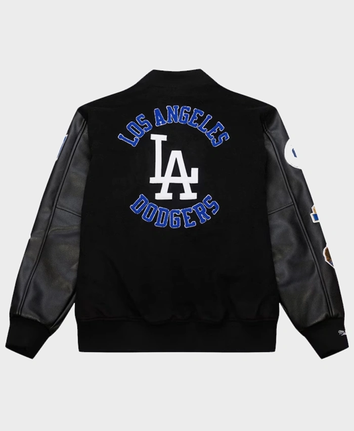 Buy Los Angeles Dodgers Black Out Collection Vintage Logo Letterman Varsity Jacket For Unisex