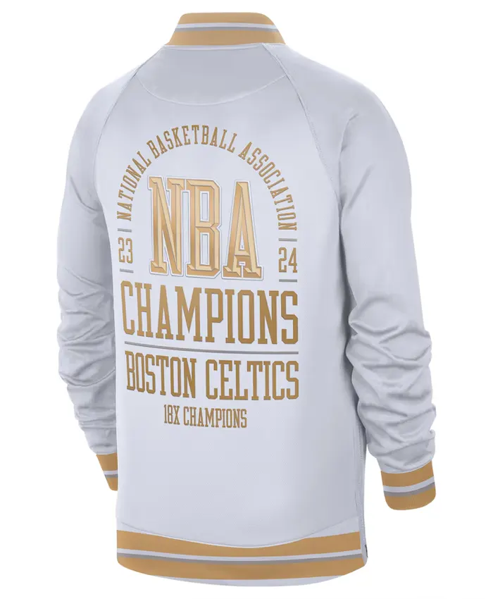 Buy Mens White Gold Boston Celtics 2024 Chapionship Jacket Sale