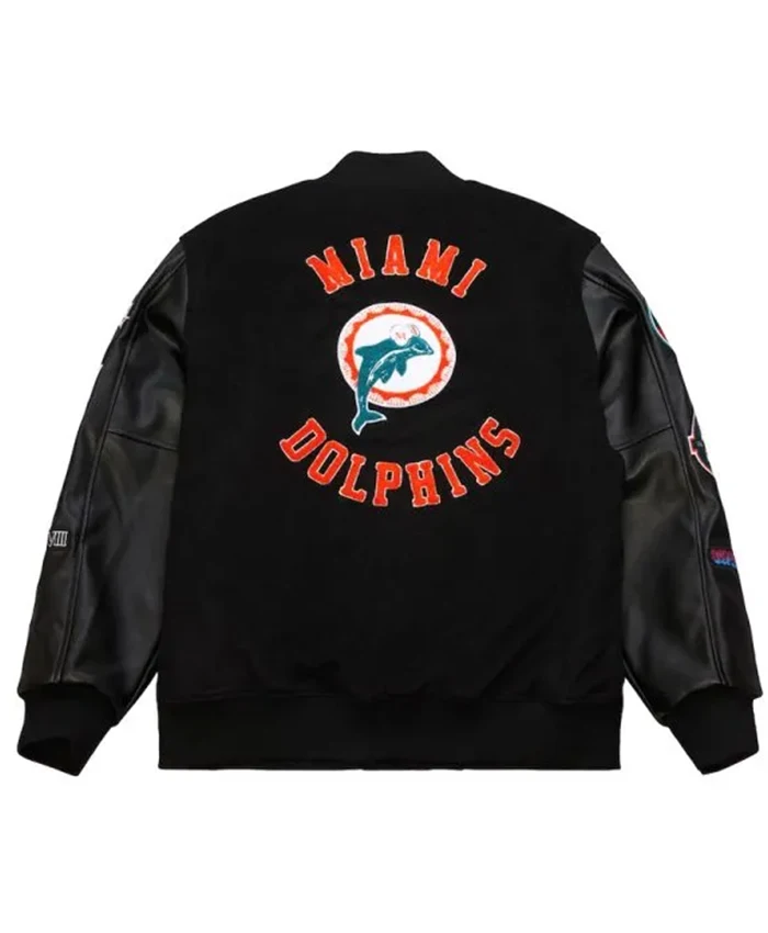 Buy Miami Dolphins Black Out Vintage Letterman Varsity Jacket For Unisex