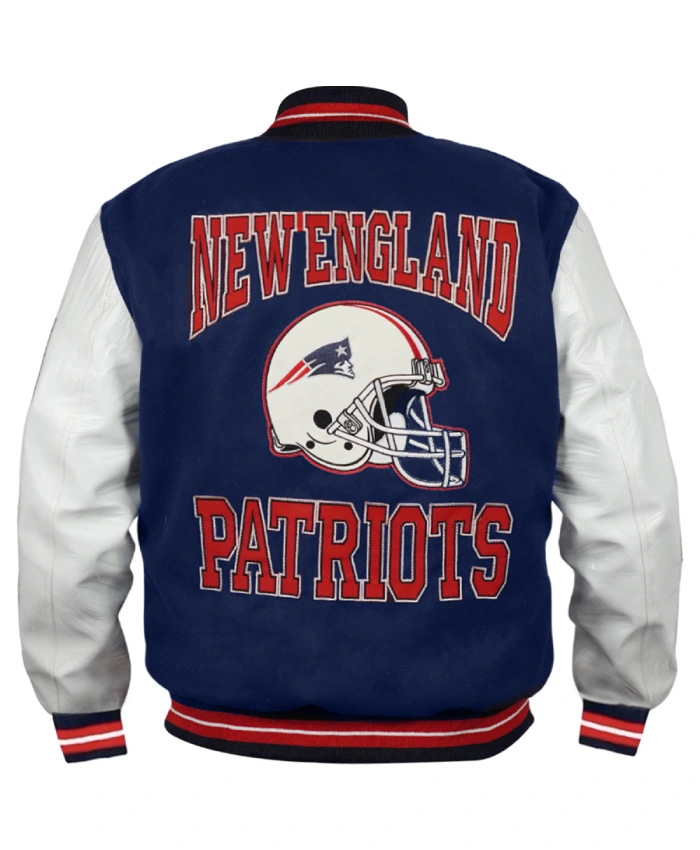 Buy New England Patriots Blue And Varsity White Letterman Jacket