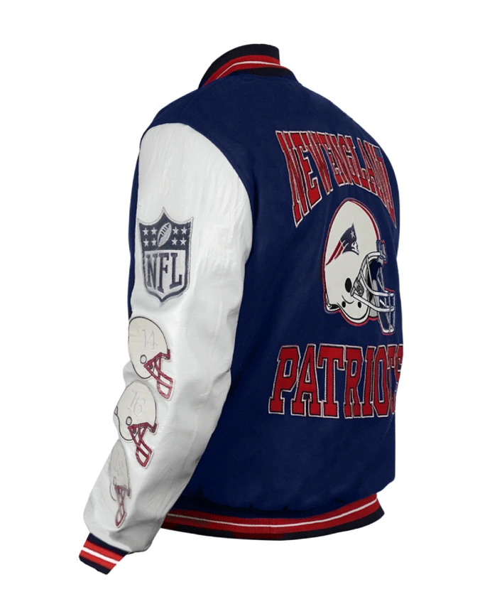 Buy New England Patriots Blue And White Letterman Varsity Jacket Unisex