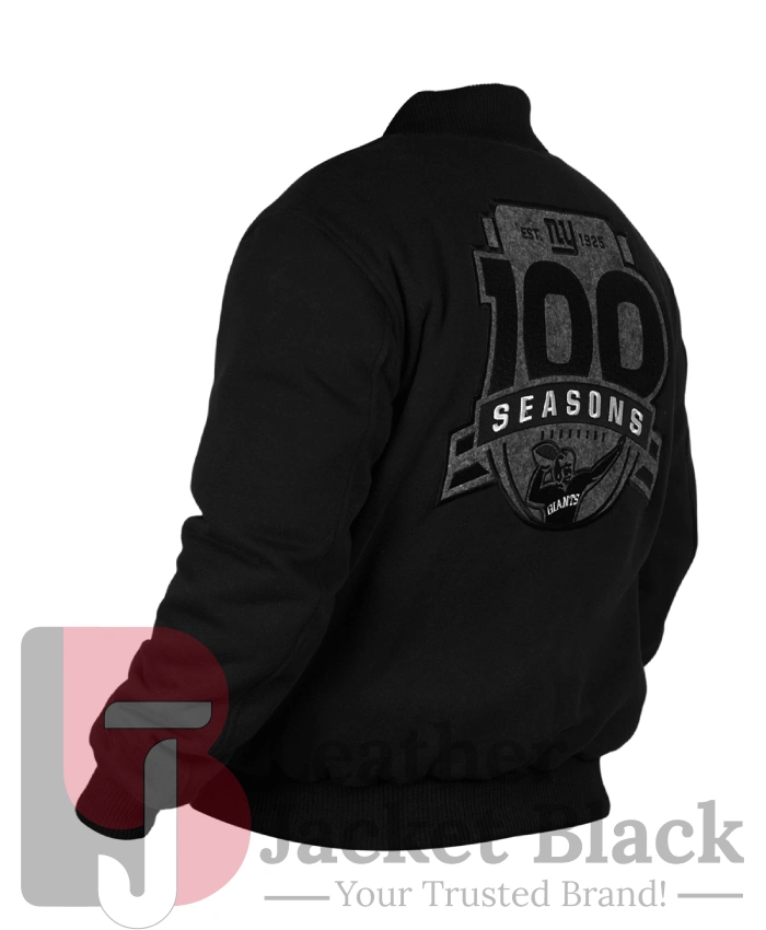 Buy Now 100th Boss New York Giants Hugo Hugo Black Bomber Jacket For Men And Women