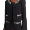 Buy Now Abbott Elementary Season 04 Tatyana Ali Black Embellished Tweed Jacket For Unisex