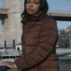 Buy Now Amanda Warren TV Series The Night Agent Season 02 Catherine Weaver Brown Puffer Jacket For Unisex
