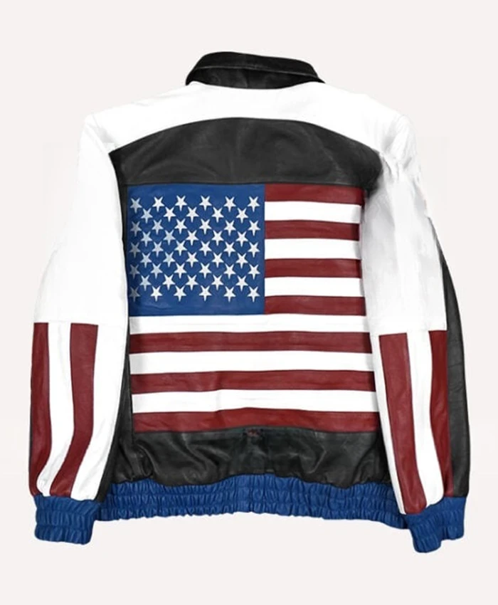 American Flag Vintage Usa Leather Jacket - Image 2