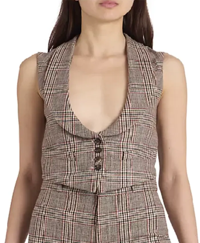 Buy Now Angelique Cabral TV Series The Neighborhood Season 07 Lisa Chatsworth Check Wool Vest For Unisex