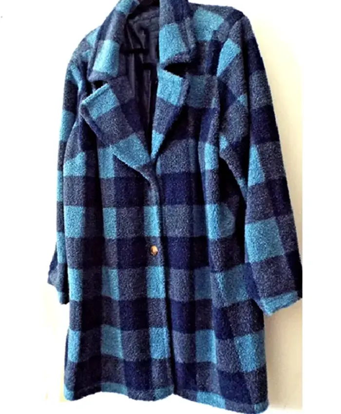 Buy Now Annaleigh Ashford TV Series Happy Face Season 01 Melissa Reed Blue Checked Coat For Unisex