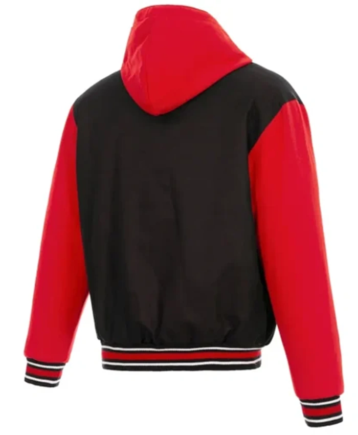 Buy Now Atlanta Hawks Black And Red Hooded Varsity Jacket For Men And Women