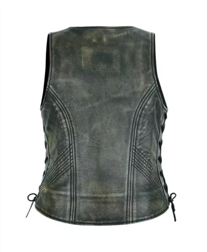 Buy Now Black Distressed Leather Vest For Men And Women