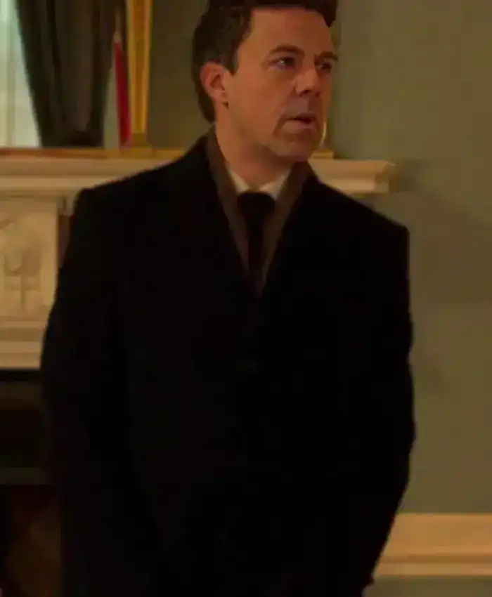 Alternative view of Black Doves Wallace Webb Black Trench Wool Coat