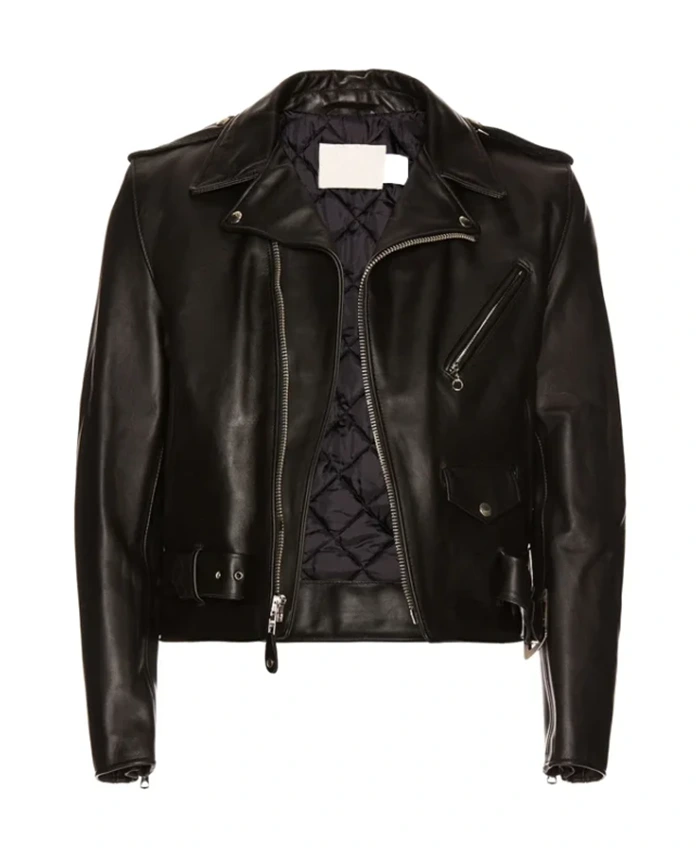 Alternative view of Black Shiny Biker Leather Jacket