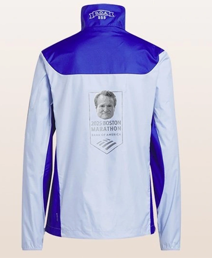 Alternative view of Boston Marathon Own The Run Celebration White And Blue Jacket