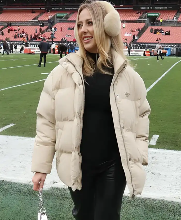 Buy Now Brittany Mahomes Chiefs Beige Puffer Jacket For Men And Women