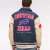 Buy Now Buffalo Bills Navy Blue And OFF White Varsity Jacket For Men And Women