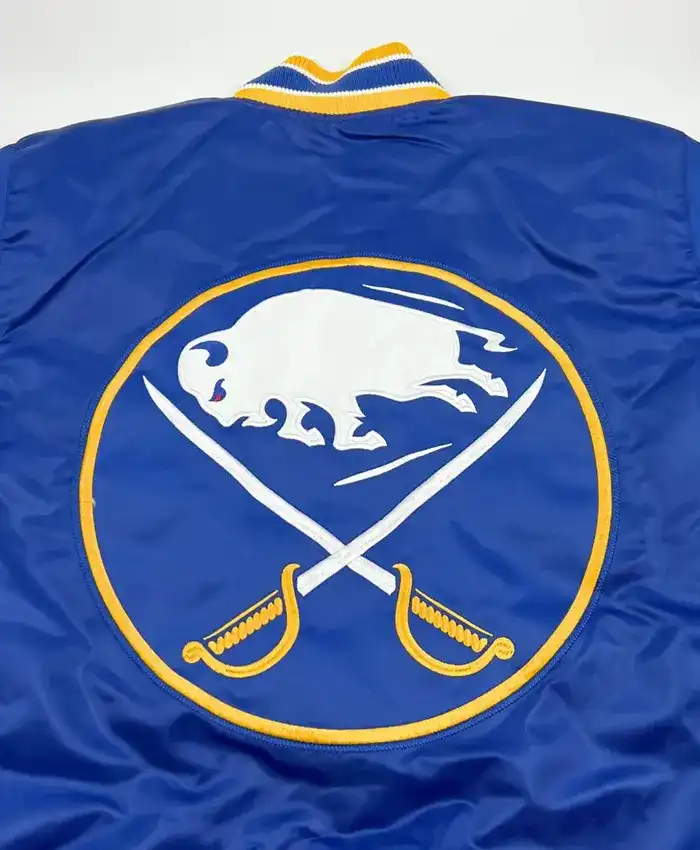 Buy Now Buffalo Sabres Royal Snap Up Satin Varsity Jacket For Unisex
