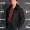 Buy Now Cal Bradford Movie Paradise 2025 James Marsden Event Black Fur Bomber Jacket For Unisex
