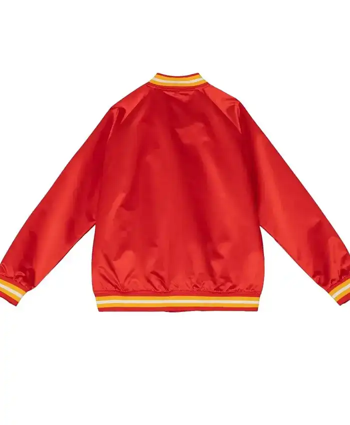 Buy Now Calgary Flames Lightweight Satin Red Varsity Jacket For Sale