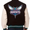 Buy Now Charlotte Hornets Black And White Letterman Varsity Jacket For Unisex