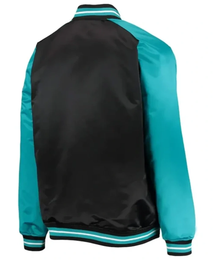 Buy Now Charlotte Hornets Black And Teal Hardwood Classics Reload 3.0 Varsity Jacket For Unisex