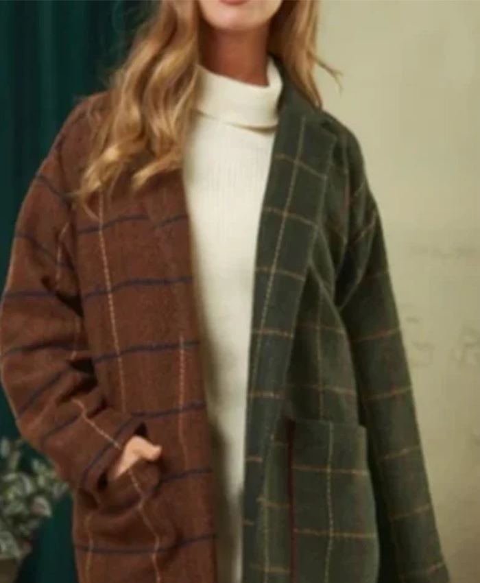 Down Home Fab S03 Chelsea DeBoer Two Tone Plaid Coat - Image 2